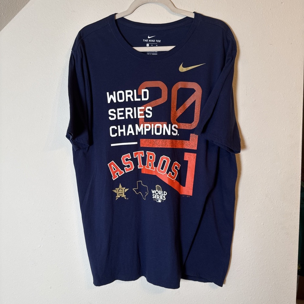 Houston Astros Nike Shirt Mens XL Blue Short Sleeve Baseball MLB Sports